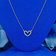 Load image into Gallery viewer, 14k Solid Gold Natural Diamond Classic Open Heart Necklace with Adjustable Chain