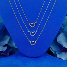 Load image into Gallery viewer, 14k Solid Gold Natural Diamond Classic Open Heart Necklace with Adjustable Chain