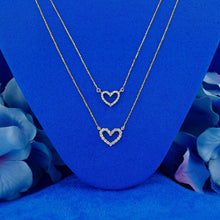 Load image into Gallery viewer, 14k Solid Gold Natural Diamond Classic Open Heart Necklace with Adjustable Chain
