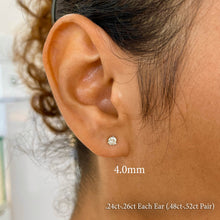 Load image into Gallery viewer, Single (Half Pair) 14k Solid Gold Natural Diamond 3 Prong Martini Setting Stud Earrings