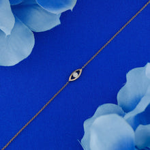 Load image into Gallery viewer, 14k Solid Gold Natural Diamond Evil Eye Adjustable Chain Bracelet