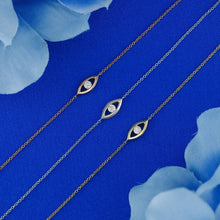 Load image into Gallery viewer, 14k Solid Gold Natural Diamond Evil Eye Adjustable Chain Bracelet