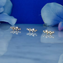 Load image into Gallery viewer, Single (Half Pair) 14K or 18k Gold Genuine Diamond Cluster Spray Ear Climber Crawler Earring Stud White Yellow Rose Gold 1/2" Length