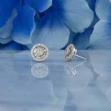 Load image into Gallery viewer, 14k or 18k Solid Gold Natural Diamond Baguette and Round  Statement Cluster Earrings