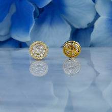 Load image into Gallery viewer, 14k or 18k Solid Gold Natural Diamond Baguette and Round  Statement Cluster Earrings