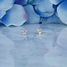 Load image into Gallery viewer, Single (Half Pair) 14k Solid Gold Natural Diamond Butterfly Shaped Stud Earrings