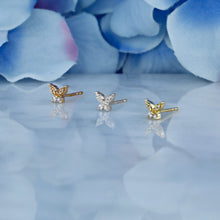 Load image into Gallery viewer, Single (Half Pair) 14k Solid Gold Natural Diamond Butterfly Shaped Stud Earrings