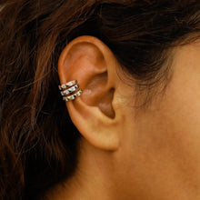 Load image into Gallery viewer, Single (Half Pair) 14k Solid Gold Natural Diamond Pyramid Design Non-Pierced Ear Cuff