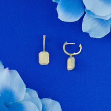 Load image into Gallery viewer, 14k Solid Gold Natural Diamond Border Satin Florentine Dangle Earrings with Lever Back
