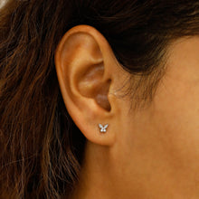 Load image into Gallery viewer, Single (Half Pair) 14k Solid Gold Natural Diamond Butterfly Shaped Stud Earrings