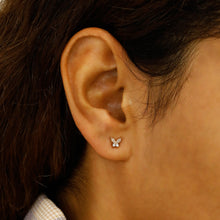 Load image into Gallery viewer, Single (Half Pair) 14k Solid Gold Natural Diamond Butterfly Shaped Stud Earrings