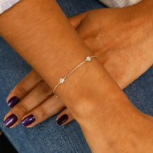 Load image into Gallery viewer, 14k Solid Gold Natural Diamond By the Yard Station Layering Bezel Set Bracelet