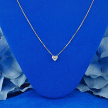 Load image into Gallery viewer, 14k or 18k Solid Gold Natural Diamond Small Heart Shaped Solitaire Necklace w/ Adjustable Drawstring Chain