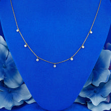 Load image into Gallery viewer, 18k Solid Gold Natural Diamond Round Solitaire Drop Necklace with Adjustable Drawstring Chain