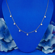 Load image into Gallery viewer, 18k Solid Gold Natural Diamond Round Solitaire Drop Necklace with Adjustable Drawstring Chain