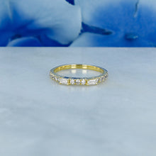 Load image into Gallery viewer, 14k Solid Gold Natural Diamond Baguette and Round Stackable Ring or Wedding Band