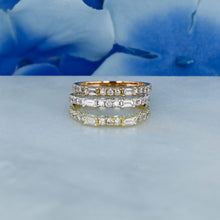 Load image into Gallery viewer, 14k Solid Gold Natural Diamond Baguette and Round Stackable Ring or Wedding Band