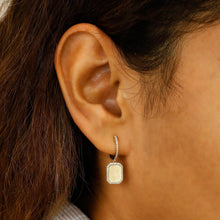 Load image into Gallery viewer, 14k Solid Gold Natural Diamond Border Satin Florentine Dangle Earrings with Lever Back