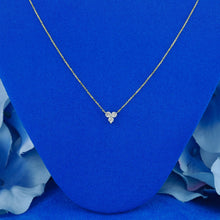 Load image into Gallery viewer, 14k Solid Gold Natural Diamond Three Stone Triangle Cluster Necklace with Adjustable Drawstring Chain