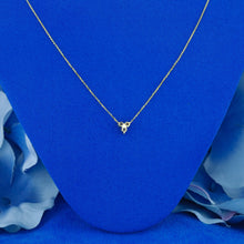 Load image into Gallery viewer, 14k Solid Gold Natural Diamond Three Stone Triangle Cluster Necklace with Adjustable Drawstring Chain