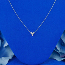 Load image into Gallery viewer, 14k Solid Gold Natural Diamond Three Stone Triangle Cluster Necklace with Adjustable Drawstring Chain