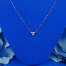 Load image into Gallery viewer, 14k Solid Gold Natural Diamond Three Stone Triangle Cluster Necklace with Adjustable Drawstring Chain