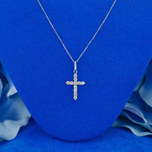 Load image into Gallery viewer, 14k Solid Gold Natural Diamond Small Cross Pendant Necklace with Adjustable Drawstring Chain