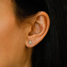 Load image into Gallery viewer, Single (Half Pair) 14k Solid Gold Natural Diamond Small Micro Pavé Triangle Stud Earring