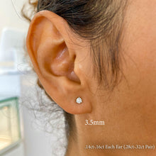 Load image into Gallery viewer, Single (Half Pair) 14k Solid Gold Natural Diamond 3 Prong Martini Setting Stud Earrings