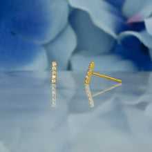 Load image into Gallery viewer, Single (Half Pair) 18k Solid Gold Natural Diamond Bar Line Earrings