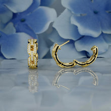 Load image into Gallery viewer, 18k Solid Gold Genuine Natural Diamond Heavy Weight Oval Link with Black Enamel Side Border Hoop Earrings