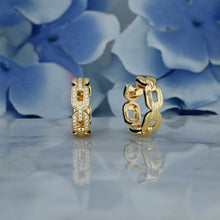 Load image into Gallery viewer, 18k Solid Gold Genuine Natural Diamond Heavy Weight Oval Link with Black Enamel Side Border Hoop Earrings