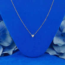 Load image into Gallery viewer, 14k or 18k Solid Gold Natural Diamond Small Heart Shaped Solitaire Necklace w/ Adjustable Drawstring Chain