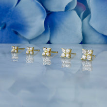 Load image into Gallery viewer, Single (Half Pair) 14k Solid Gold Natural Diamond Small Clover Flower Cluster Stud Earrings