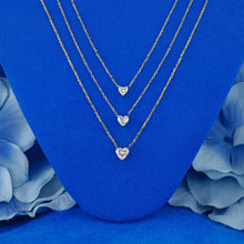 Load image into Gallery viewer, 14k or 18k Solid Gold Natural Diamond Small Heart Shaped Solitaire Necklace w/ Adjustable Drawstring Chain