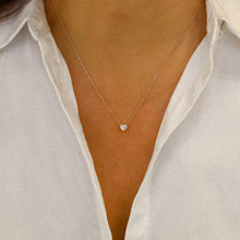 Load image into Gallery viewer, 14k or 18k Solid Gold Natural Diamond Small Heart Shaped Solitaire Necklace w/ Adjustable Drawstring Chain