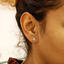 Load image into Gallery viewer, 14k Solid Gold Natural Diamond 4 Prong Round Cluster Stud Earrings