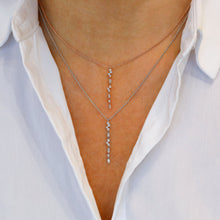 Load image into Gallery viewer, 14k Solid Gold Genuine Natural Diamond Round Baguette Diamond Dainty Minimalist Lariat Drop Necklace for Women with High Quality Diamonds