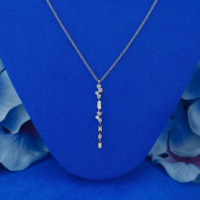 Load image into Gallery viewer, 14k Solid Gold Genuine Natural Diamond Round Baguette Diamond Dainty Minimalist Lariat Drop Necklace for Women with High Quality Diamonds
