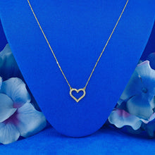 Load image into Gallery viewer, 14k Solid Gold Diamond Classic Open Diamond Heart Necklace Pendant with Adjustable Chain