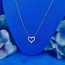 Load image into Gallery viewer, 14k Solid Gold Diamond Classic Open Diamond Heart Necklace Pendant with Adjustable Chain