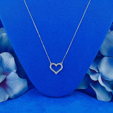 Load image into Gallery viewer, 14k Solid Gold Diamond Classic Open Diamond Heart Necklace Pendant with Adjustable Chain