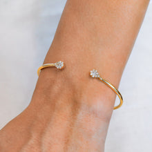 Load image into Gallery viewer, 18k Gold and Genuine Diamond Open Cluster Teardrop Flexible Stackable Bangle Bracelet Cuff in White Yellow Rose Gold for Women High Quality