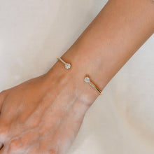 Load image into Gallery viewer, 18k Gold and Genuine Diamond Open Cluster Teardrop Flexible Stackable Bangle Bracelet Cuff in White Yellow Rose Gold for Women High Quality