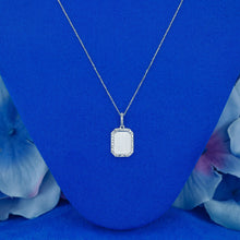 Load image into Gallery viewer, 14k Solid Gold Natural Diamond Border Small Rectangle Dog Tag Pendant with Adjustable Drawstring Chain