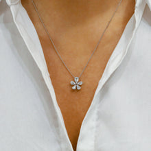 Load image into Gallery viewer, 14k Solid Gold Natural Diamond Baguette and Round Flower Illusion Cluster with Adjustable Chain