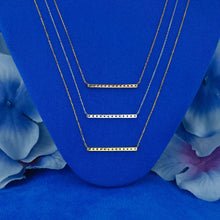 Load image into Gallery viewer, 18k Solid Gold Natural Diamond Bar Trapeze Necklace with Adjustable Drawstring Chain