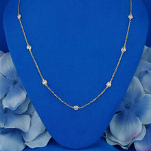 Load image into Gallery viewer, 14K Solid Gold Natural Diamond Bezel Set Station By The Yard Necklace with Adjustable Chain