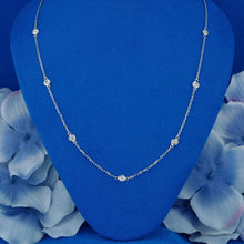 Load image into Gallery viewer, 14K Solid Gold Natural Diamond Bezel Set Station By The Yard Necklace with Adjustable Chain