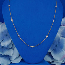 Load image into Gallery viewer, 14K Solid Gold Natural Diamond Bezel Set Station By The Yard Necklace with Adjustable Chain